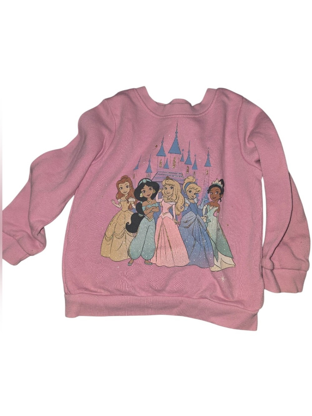 9/8/76. Girls Disney Princess Pink Princess Graphic Crewneck Sweatshirt
